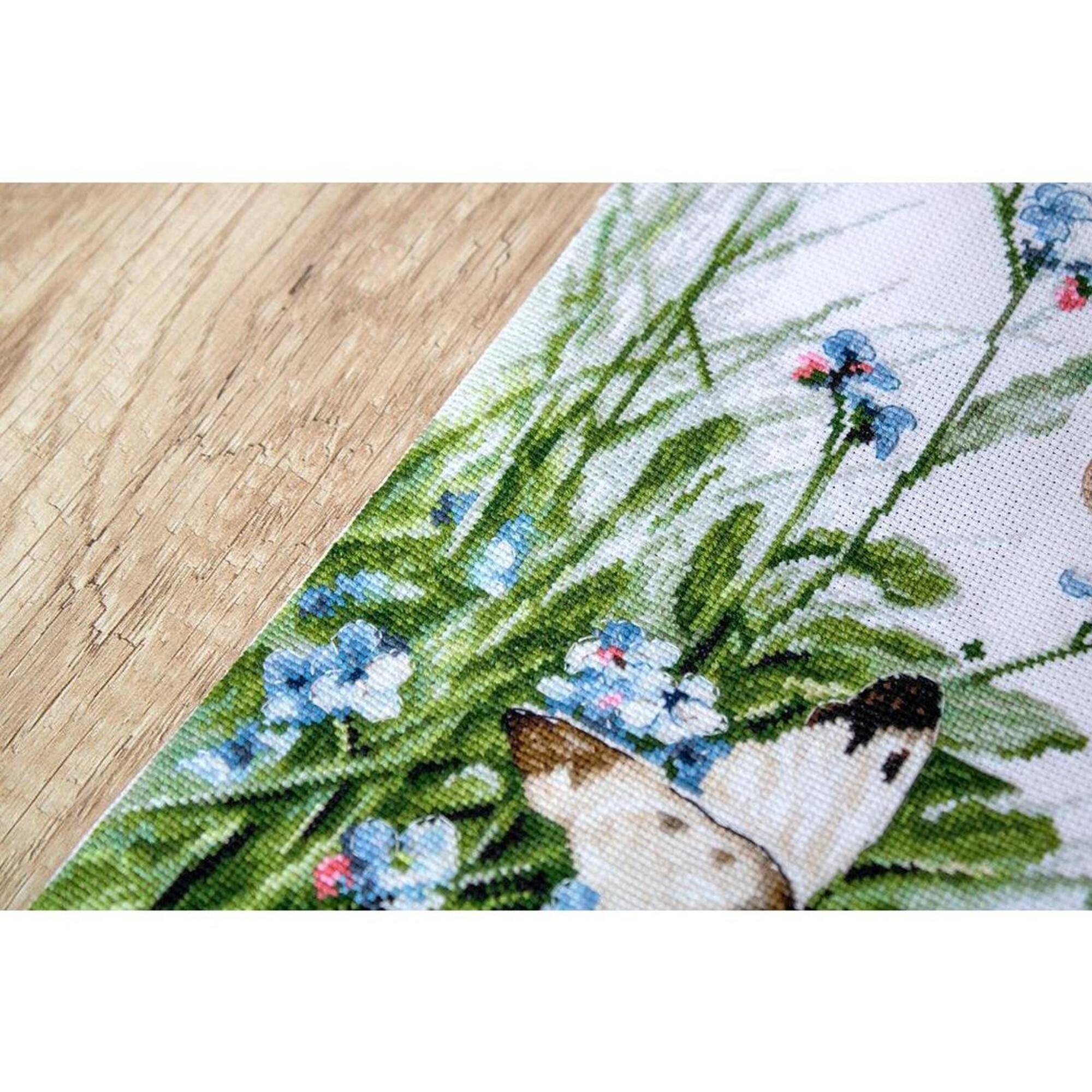Letistitch Butterflies And Bluebird Flowers Counted Cross Stitch Kit